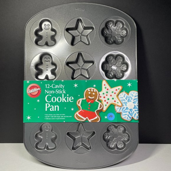 Wilton Cookie Pan Mold - 12 Cavity 3 Designs - Holiday Christmas Baking - NEW - Picture 1 of 7